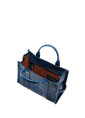 Marc Jacobs Leather Small Tote Bag Blue Sea