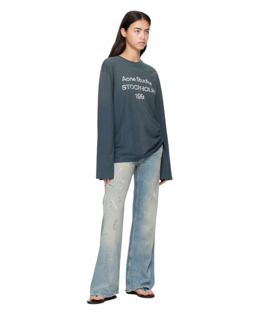 Лонгслів Acne Studios Stamp Logo Long Sleeve Deep Blue | SSTORIES