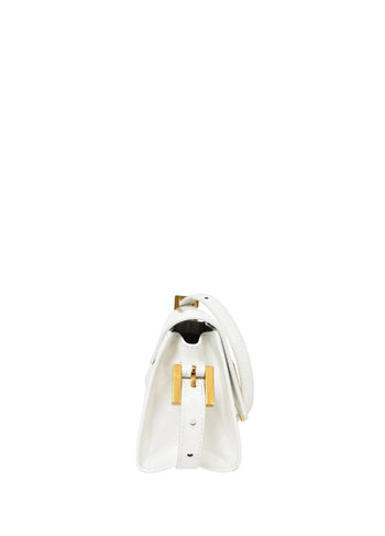 By Far Fran Semi Patent Leather White