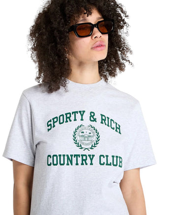 Sporty & Rich Varsity Crest T-Shirt Heather Gray