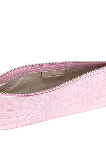 By Far Rachel Croco Embossed Leather Pink