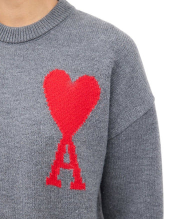 AMI Paris Ami De Coeur Oversize Sweater Grey