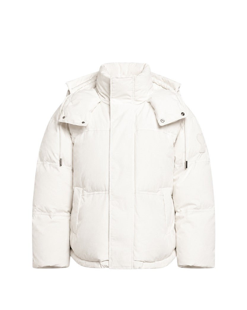 AMI Paris Ami de Coeur-Patch Padded Jacket White — SSTORIES