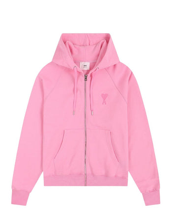 AMI Paris Ami De Coeur Zipped Hoodie Pink