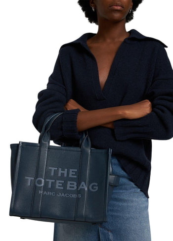 Marc Jacobs Leather Small Tote Bag Blue Sea