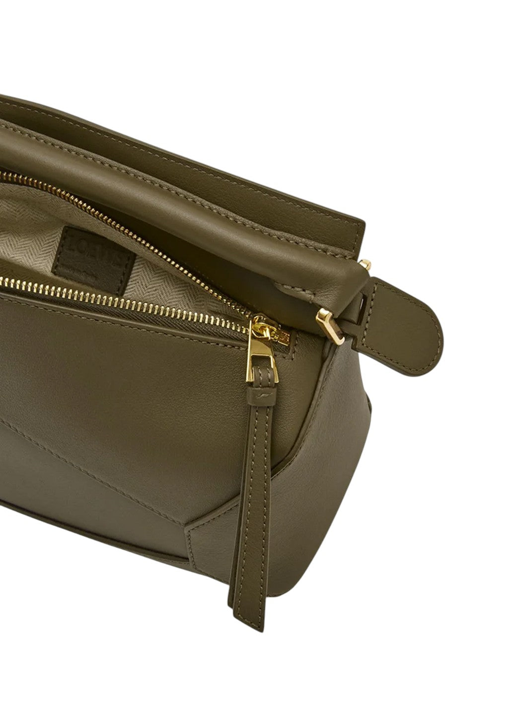 LOEWE レザーケース グリーンブラウン Сумка Loewe Small Puzzle Bag Classic Calfskin Dark Khaki Green