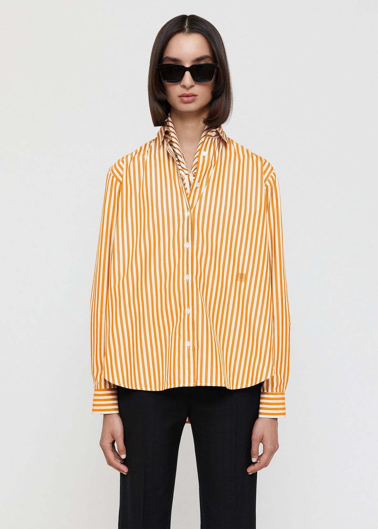 Toteme Signature Cotton Shirt Orange Stripe