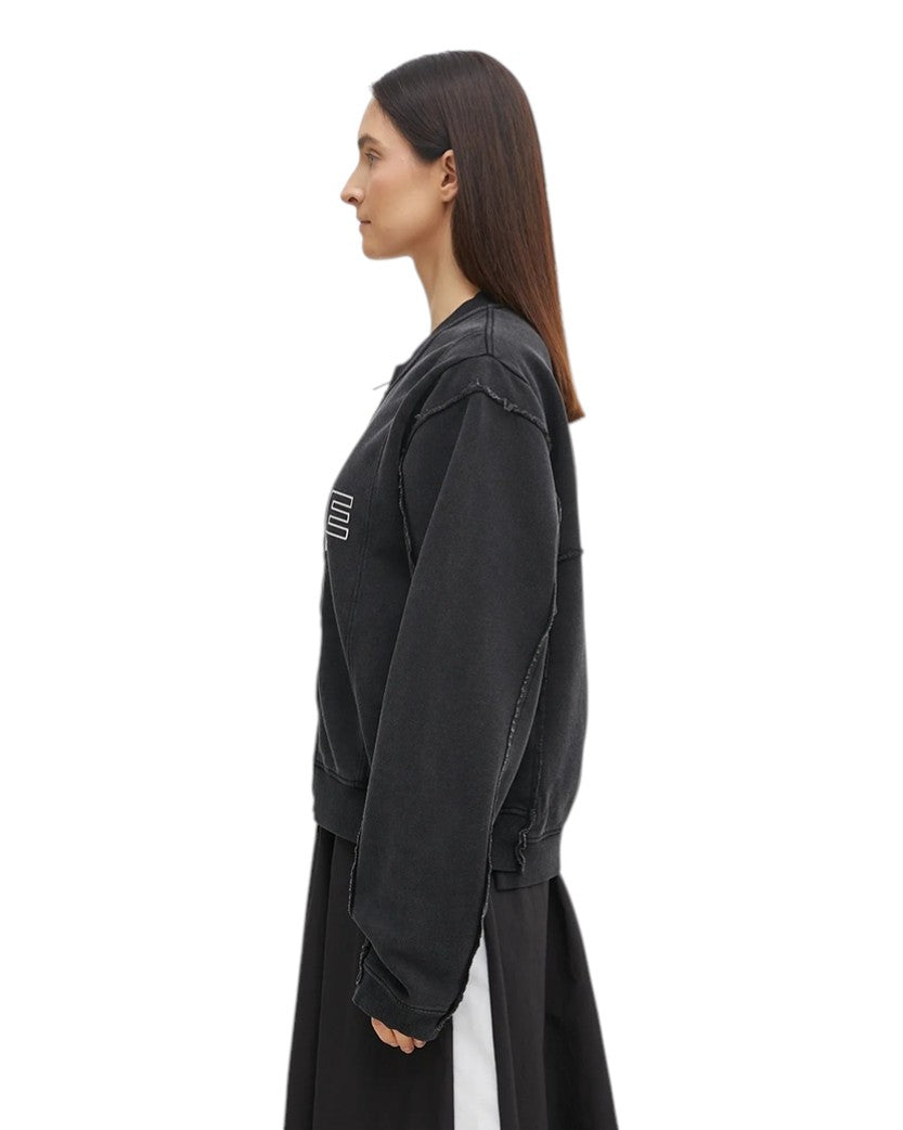 Martine Rose Shrunken Zip Up Logo Sweatshirt Black