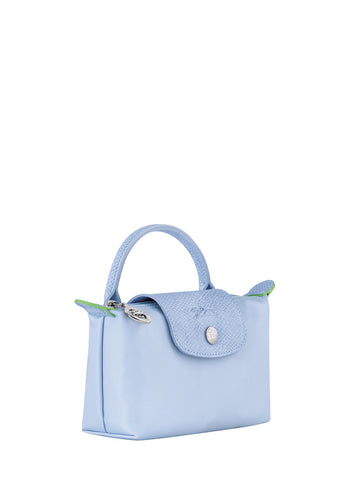 Longchamp Le Pliage Green Pouch With Handle Cornflower