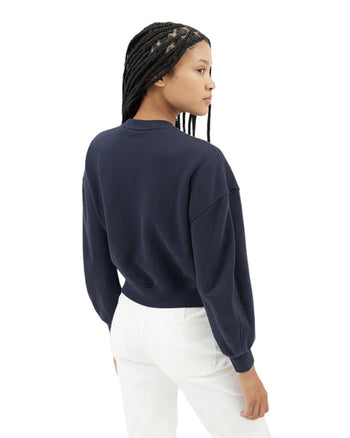 GANNI Logo-Detailed Crewneck Sweatshirt Navy