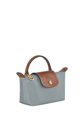Longchamp Le Pliage Original Pouch With Handle Steel