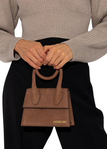 Jacquemus Le Chiquito Noeud Suede Brown