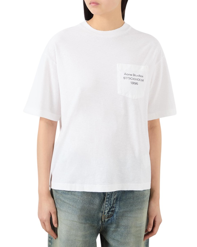 Acne Studios Exford Logo Pocket T-Shirt White