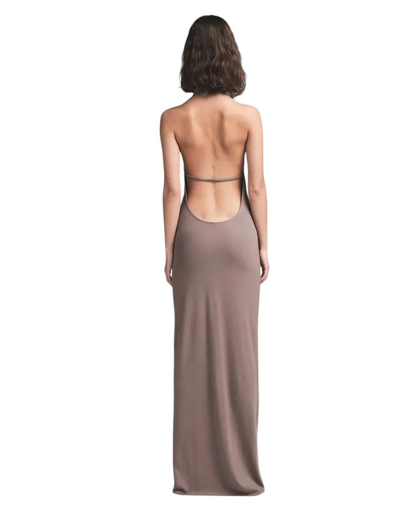 Skims Cloud Halter Long Dress Amethyst