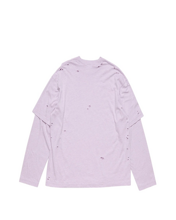 Acne Studios Distressed Logo Print Layered Long Sleeve Faded Purple