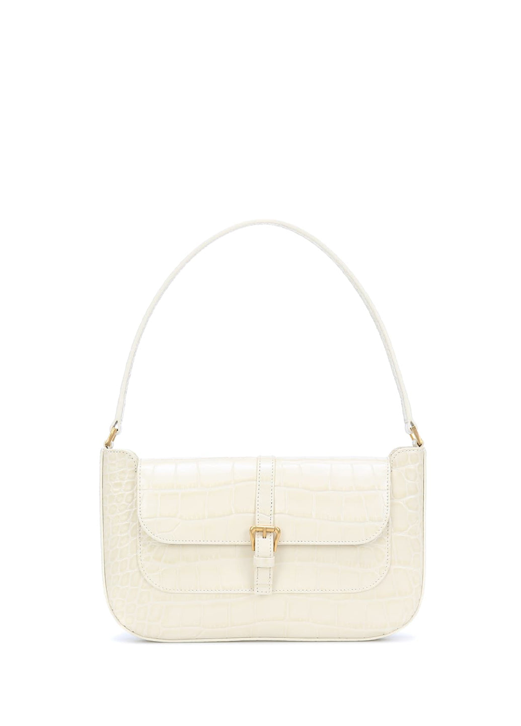 By Far Miranda Cream Croco Embossed Leather