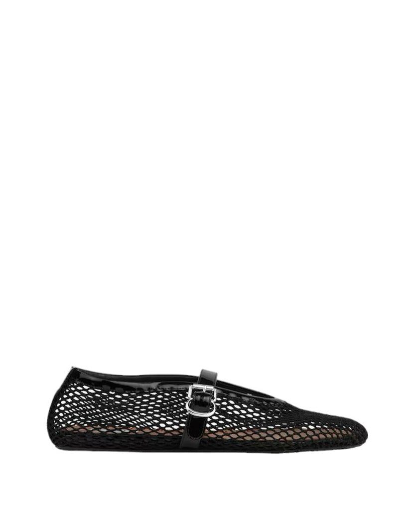 ALAIA Women's Ballet Flats In Fishnet Black