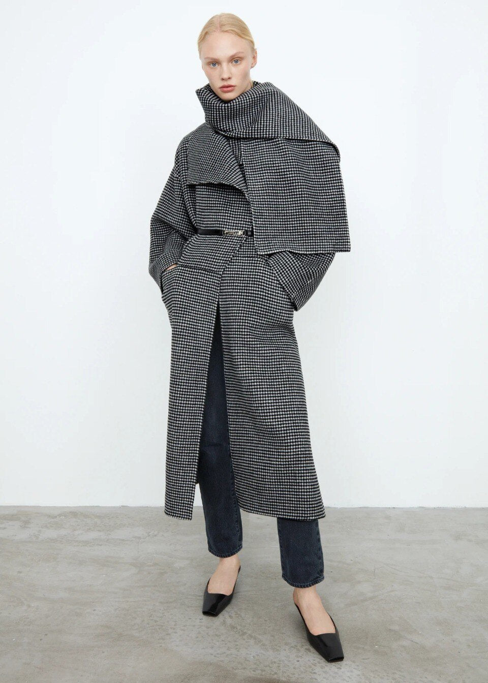 Toteme Annecy Coat Shawl-Lapel Wool-Blend Houndstooth