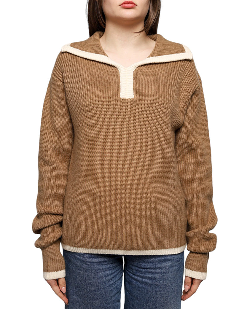 Low Classic Knit Polo Sweater Beige