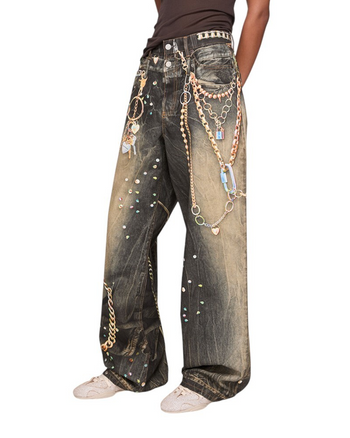 Acne Studios Trompe-L'Oeil Loose FIt Jeans Black/Multi