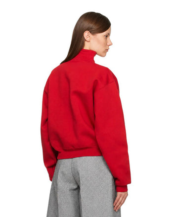 Jacquemus Gros Grain Zipped-Rollneck Sweatshirt Red