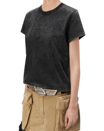Alexander Wang Embossed Logo Tee In Compact Jersey