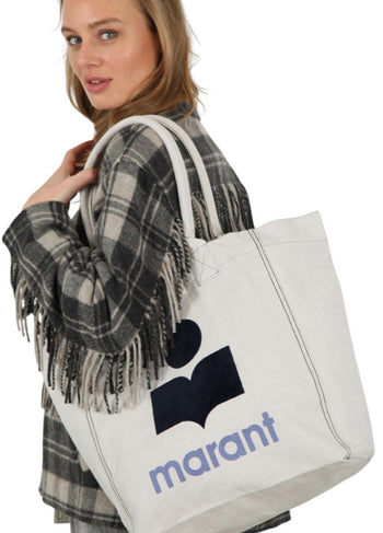 Isabel Marant Yenky Logo Canvas Tote Bag Light Grey