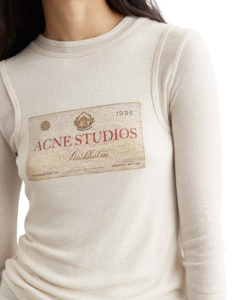 Acne Studios Double-Layered Long Sleeve T-Shirt Ecru