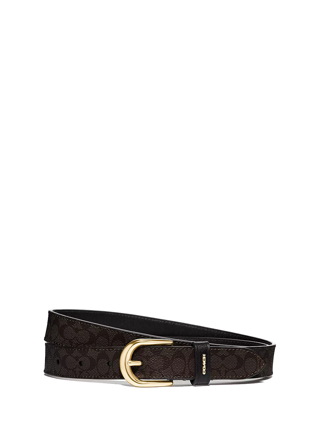 Coach Classic Signature Buckle Belt Chestnut Black