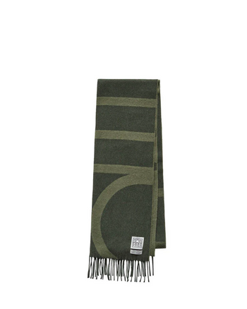 Toteme Monogram Jacquard Wool Scarf Sage