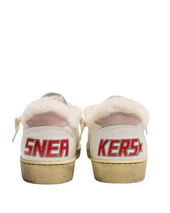 Golden Goose Ball Star in Wool with Glitter Star and Pink Suede Heel Tab