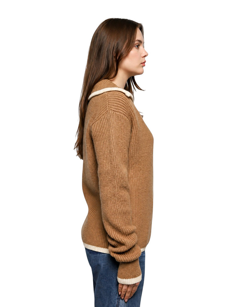 Low Classic Knit Polo Sweater Beige