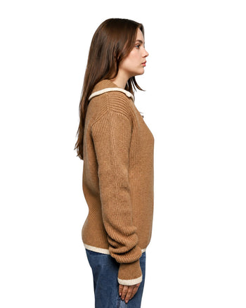 Low Classic Knit Polo Sweater Beige