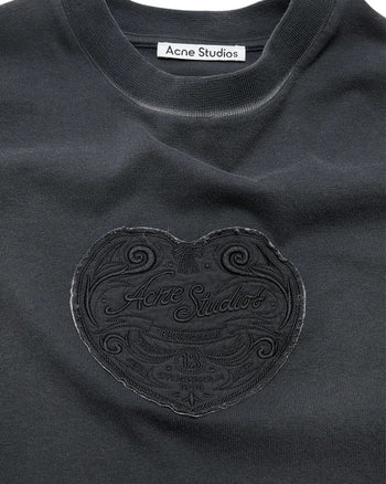 Acne Studios Heart-Patch T-Shirt Faded Black