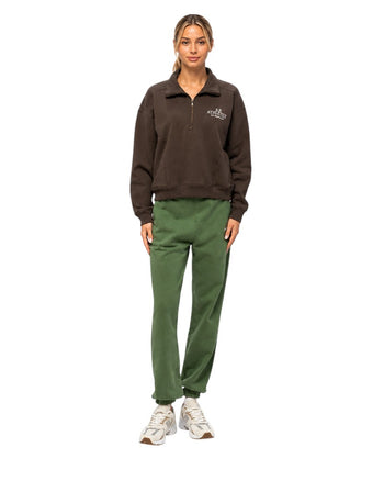 Sporty & Rich SR Athletics Quarter Zip Sweatshirt Chocolate