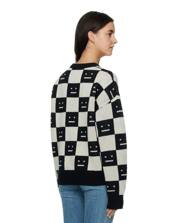 Acne Studios Face Maglia jacquard wool sweater Black/White