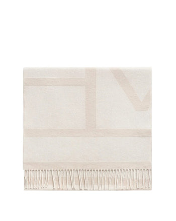 Toteme Monogram Jacquard Wool Scarf Bone