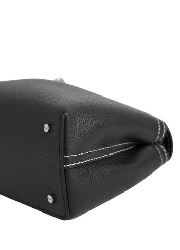 Toteme T-Lock Clutch Grain Leather Black