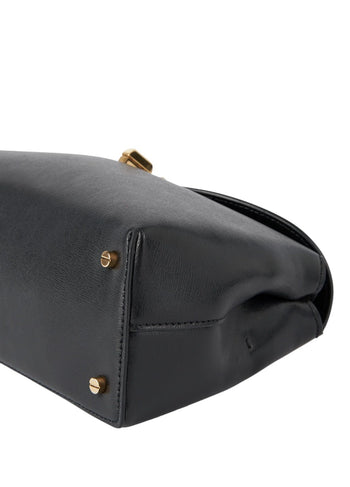 Toteme T-Lock Clutch Smooth Leather Black