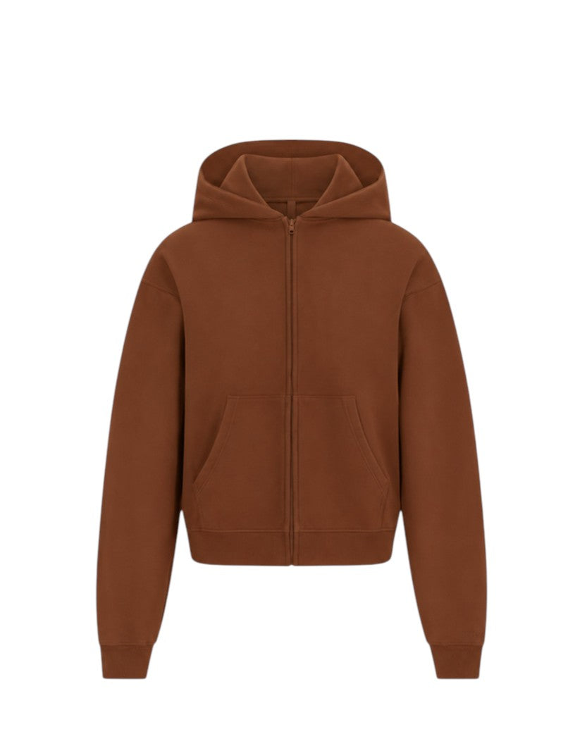 Skims French Terry Zip Up Hoodie Cocoa