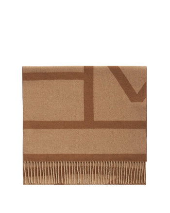Toteme Monogram Jacquard Wool Scarf Camel