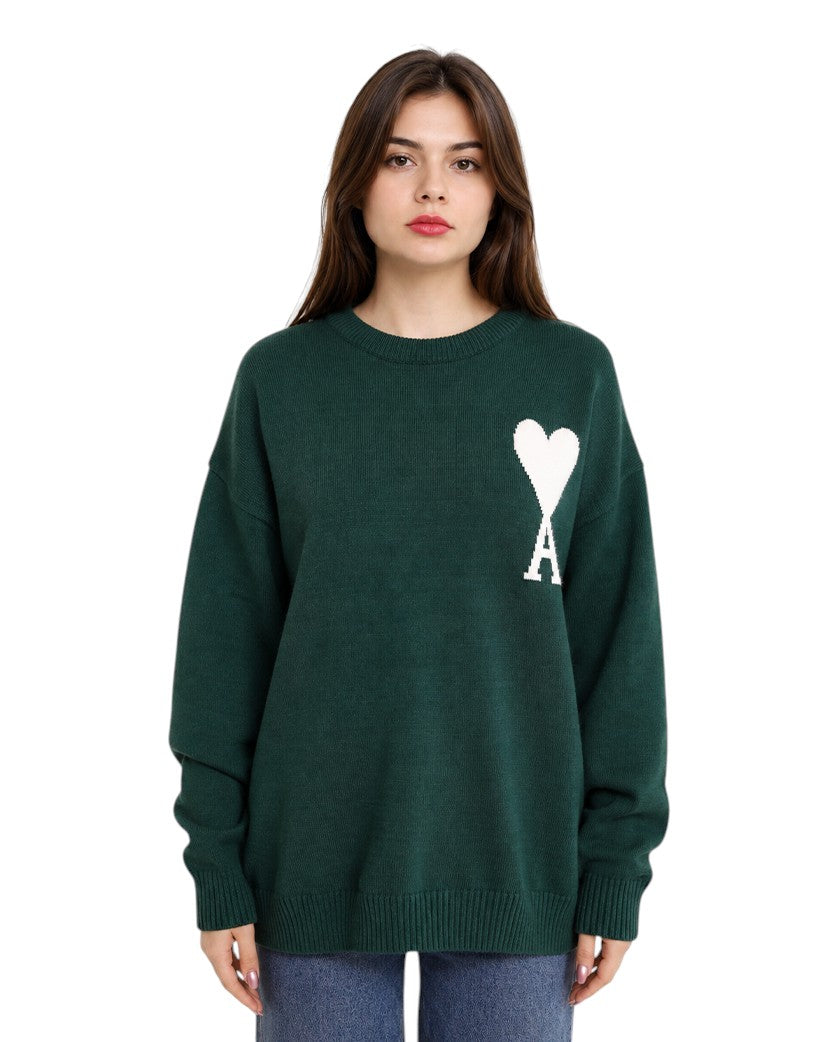 AMI Paris Ami De Coeur Oversize Sweater Green
