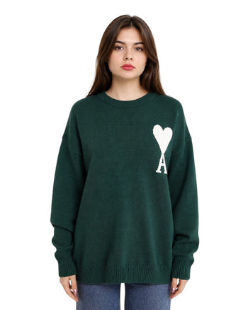 AMI Paris Ami De Coeur Oversize Sweater Green