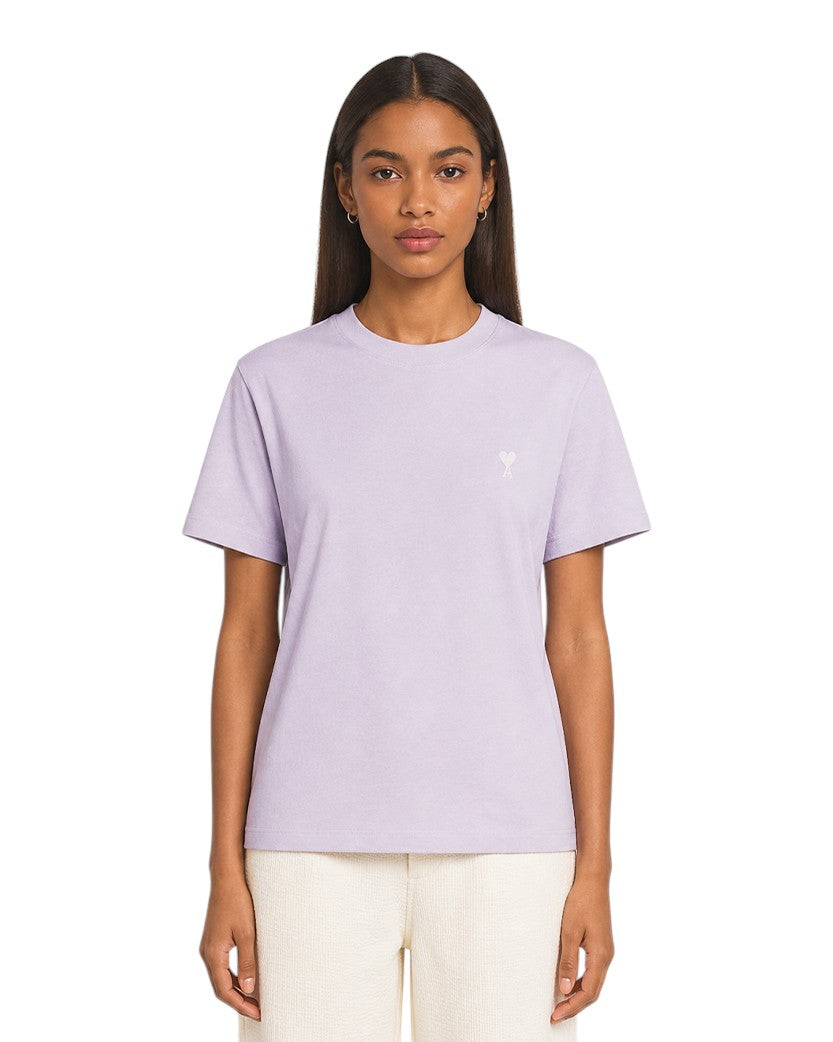 AMI Paris Ami De Coeur White Heart T-Shirt Light Purple