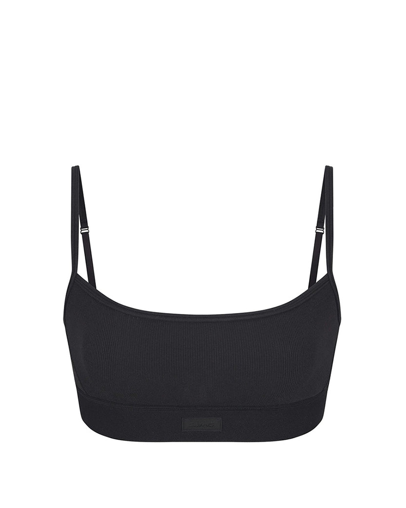 Skims Cotton Rib Scoop Bralette Onyx