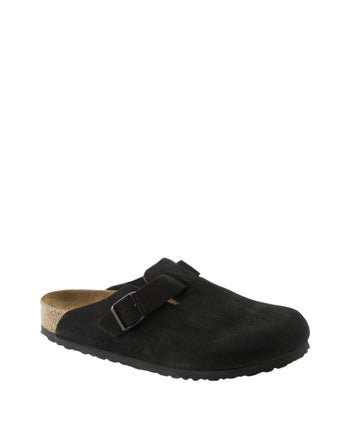 Birkenstock Boston Soft Footbed Suede Leather Black