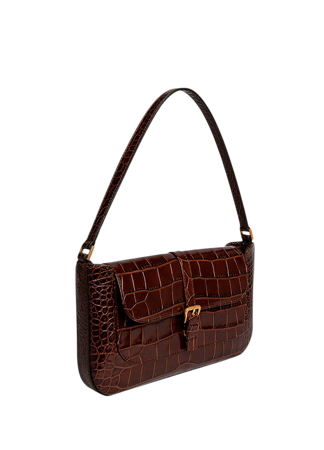 By Far Miranda Croco Embossed Leather Nutella