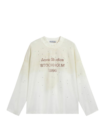 Acne Studios Stamp Logo Rhinestones Long Sleeve Dusty White