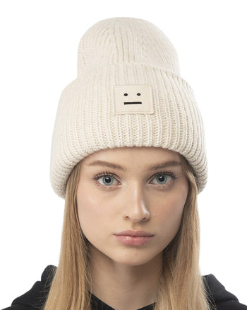Acne Studios Rib knit beanie hat beige/black
