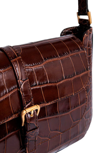 By Far Miranda Croco Embossed Leather Nutella